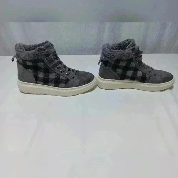 Mark Fisher Fellow faux fur checkered lace up High Cut Sneaker Ladies size 8.5 - Picture 5 of 10